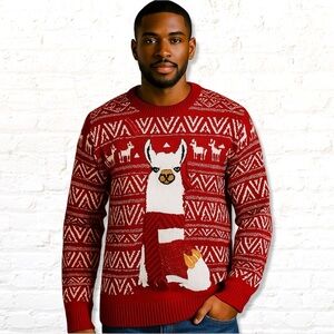 33 Degrees Llama Red Fairisle Ugly Christmas Sweater Men’s XL/ women’s 2XL